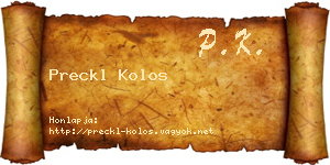 Preckl Kolos névjegykártya
